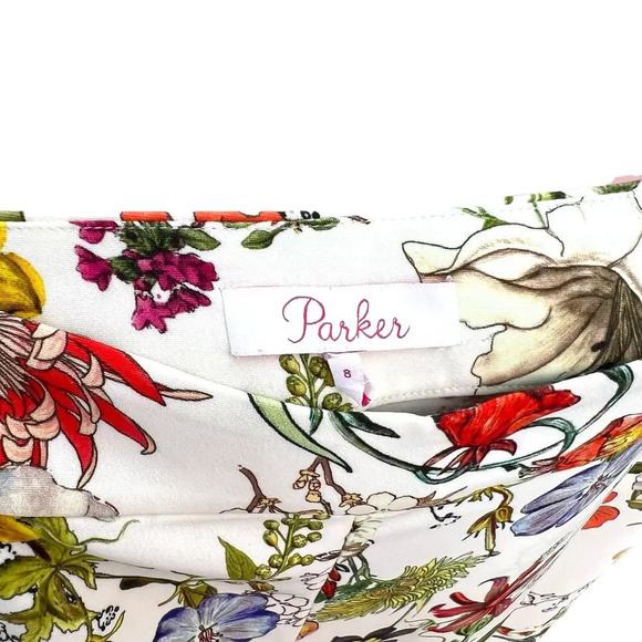 Parker Zizi Pant in Sangria Floral Botanical Flared Bell Bottom Cream Size 8‎ - Picture 11 of 13